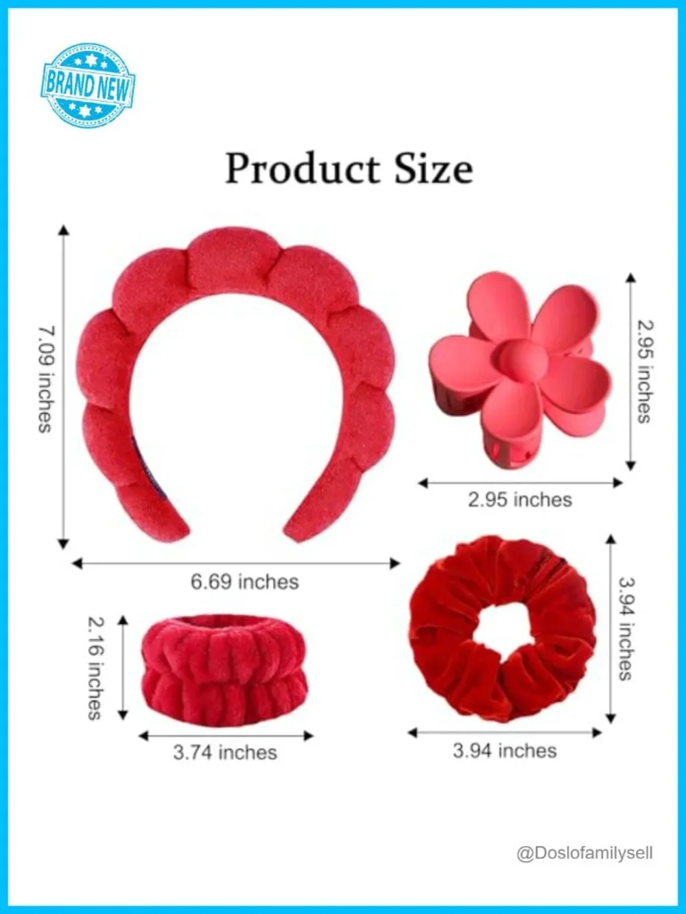 6PCS Spa Headband Set with Towel Cloth Headband, Velvet Scrunchies, Hair Claw